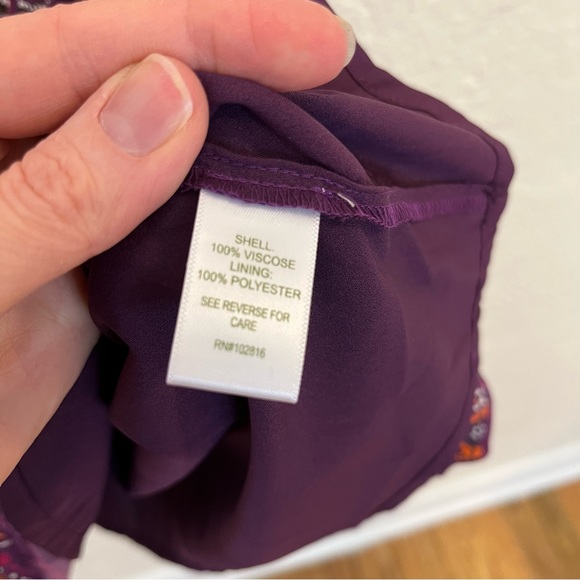 Garnet Hill Purple Floral Dress 3/4 Sleeve 10 - Picture 6 of 8